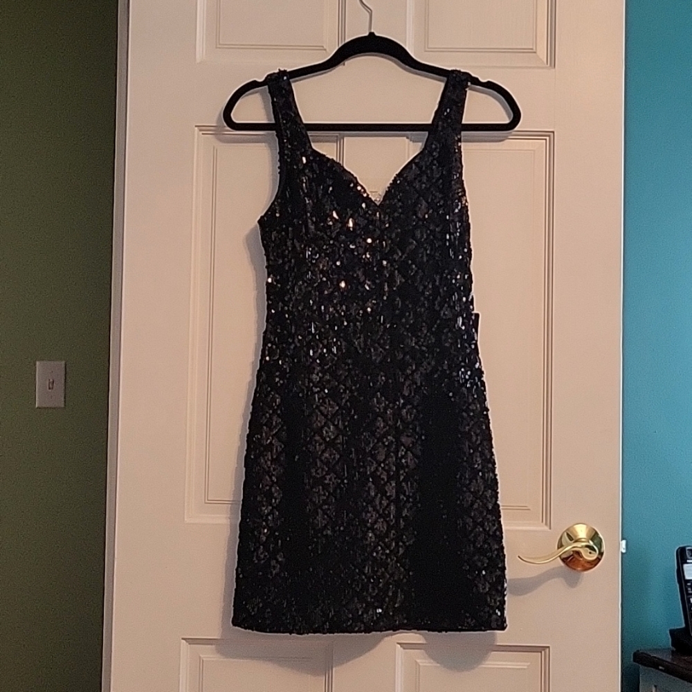 Express Black Sequin Mini Dress